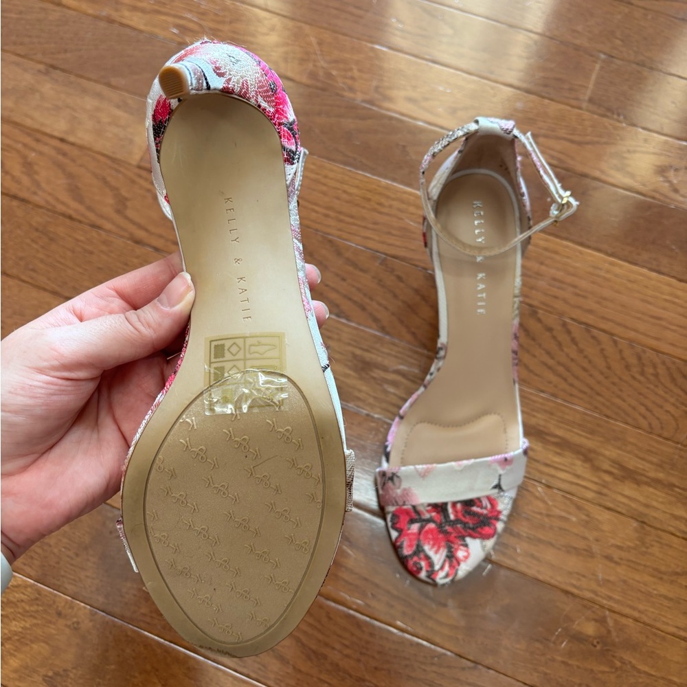 Kelly & Katie Tan Strappy Heel with Floral Embroidery - Picture 4 of 5